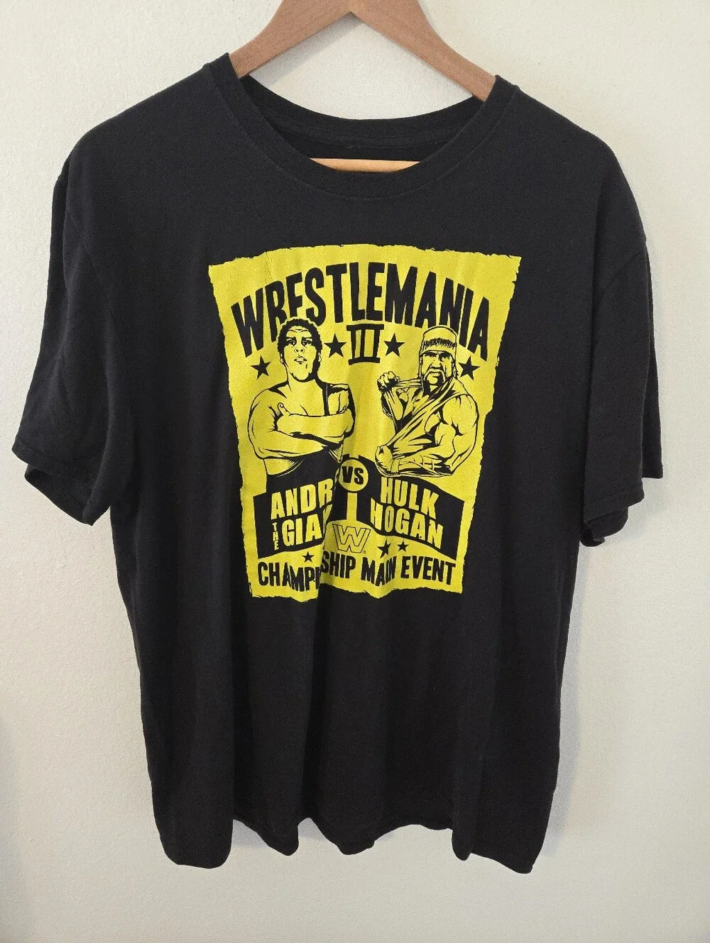 WWE Wrestling Andre vs Hulk T Shirt Mens XL Wrestlemania III Main Event - Picture 1 of 6